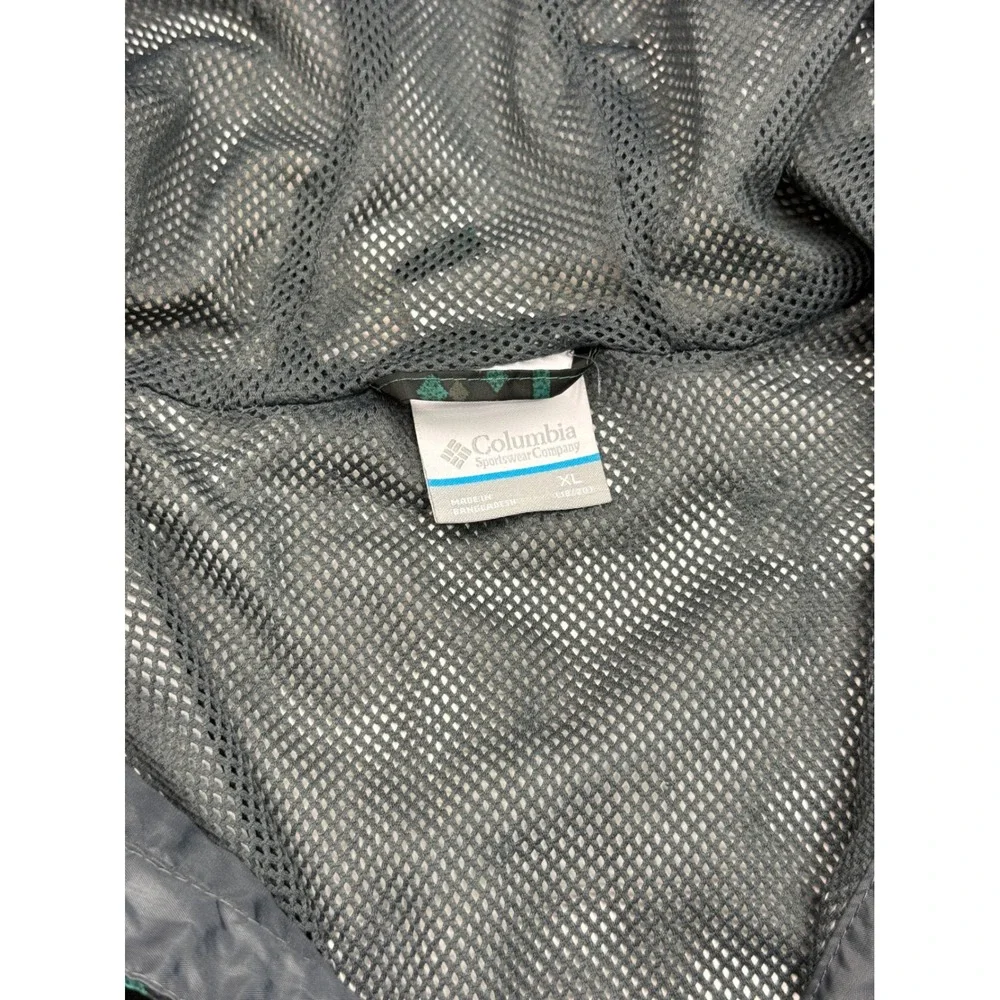 Columbia Boys XL 18/20 Hooded Windbreaker Jacket Green Aztec Geometric Print